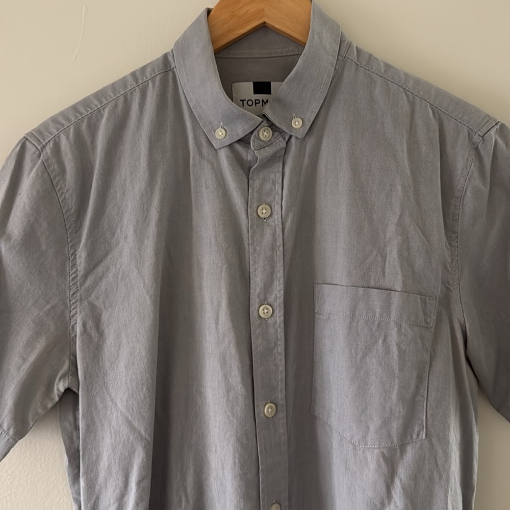 TOPMAN gray button up shirt size small